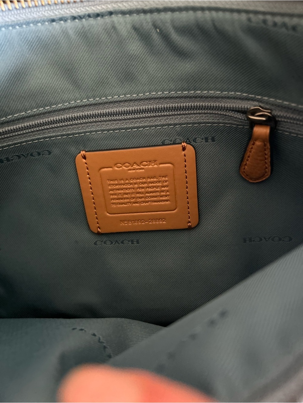 Coach Blue and Tan Woven Shoulder Bag - Picture 2 of 4